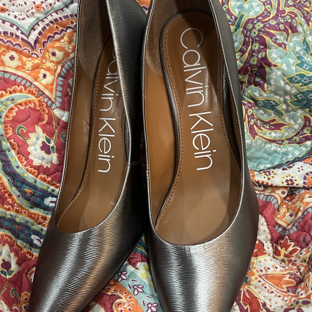 Metallic Calvin Klein 3in heels